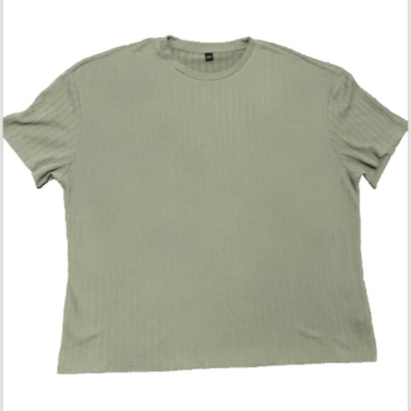 Manfinity Men’s 5XL Short Sleeve Light Olive polyester blend Textured Shirt - Picture 1 of 12